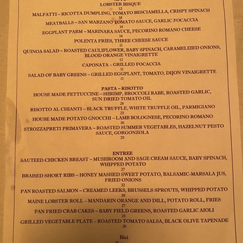 Bici Restaurant - Menu - Italian Near Me - Ramsey, New Jersey