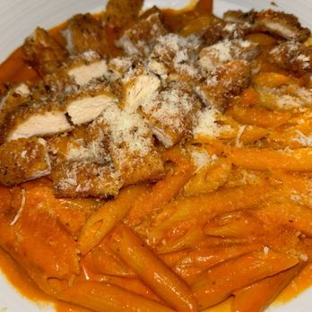 Rosie’s Trattoria - Penne with pink sauce (and added breaded chicken) - Italian Near Me - Randolph, New Jersey Rosie’s Trattoria - Penne with pink sauce (and added breaded chicken) - Italian Near Me - Randolph, New Jersey