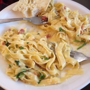 An Octopus' Garden Cafe - Carbonara: SO GOOD. Also came with a tasty salad and their delicious bread. - Cafes Near Me - Alma, New Brunswick An Octopus' Garden Cafe - Carbonara: SO GOOD. Also came with a tasty salad and their delicious bread. - Cafes Near Me - Alma, New Brunswick
