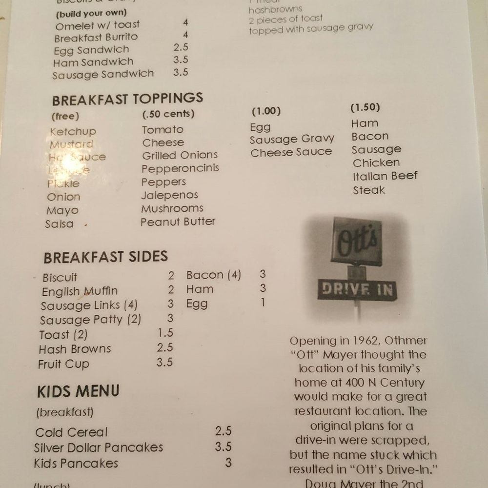 Front of menu/breakfast Front of menu/breakfast
