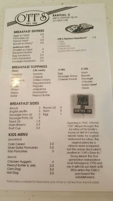 Menu photo 4 Ott's Drive In Rantoul, IL