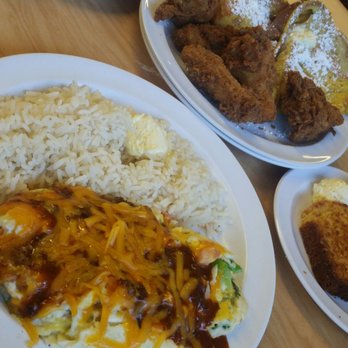 The Serving Spoon - Everything omelet with egg whites and cheddar cheese, a side of corn bread and the Hernandez. - Breakfast & Brunch Near Me - Inglewood, California