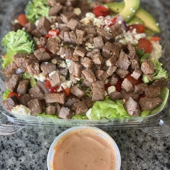 Sequoia Sandwich Company - Tri Tip Cobb....I added broccoli, avocado and cucumbers but they forgot the cukes :( Still an awesome salad! Homemade BBQ ranch... - Sandwiches Near Me - Bakersfield, California Sequoia Sandwich Company - Tri Tip Cobb....I added broccoli, avocado and cucumbers but they forgot the cukes :( Still an awesome salad! Homemade BBQ ranch... - Sandwiches Near Me - Bakersfield, California