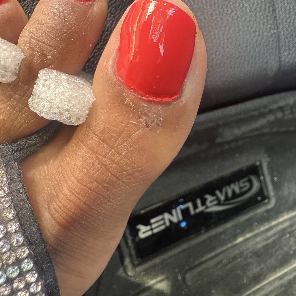 Aura Nail Bar - Done by nail tech. His 2nd attempt still polished cuticle skin. Really!!!! - Nail Salons Near Me - Frisco, Texas Aura Nail Bar - Done by nail tech. His 2nd attempt still polished cuticle skin. Really!!!! - Nail Salons Near Me - Frisco, Texas