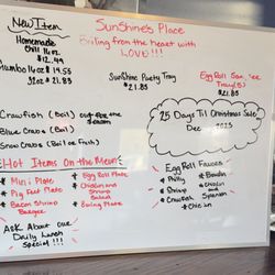 Sunshine's Place - Menu