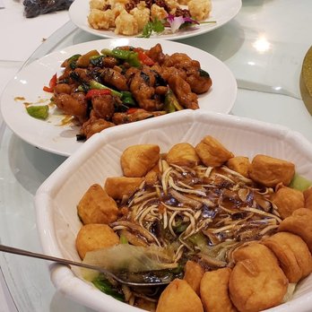 Happy Harbor - Honey Walnut Prawn, fish, Braised Tofu with Enoki and Shiitake IG: @bobabitchess - Dim Sum Near Me - Rowland Heights, California