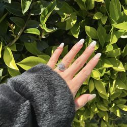 Chic Studio Nails & Spa - Brenda s white tip almond nails with accent hearts