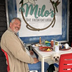 Milo's - Allen and Milo - noshing at Milo's