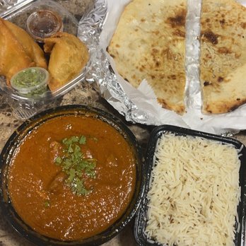 India Grill indian restaurant and bar - Traditional Curry Lamb, Cheese Naan and Vegetable Samosa. - Indian Near Me - Arlington, Texas