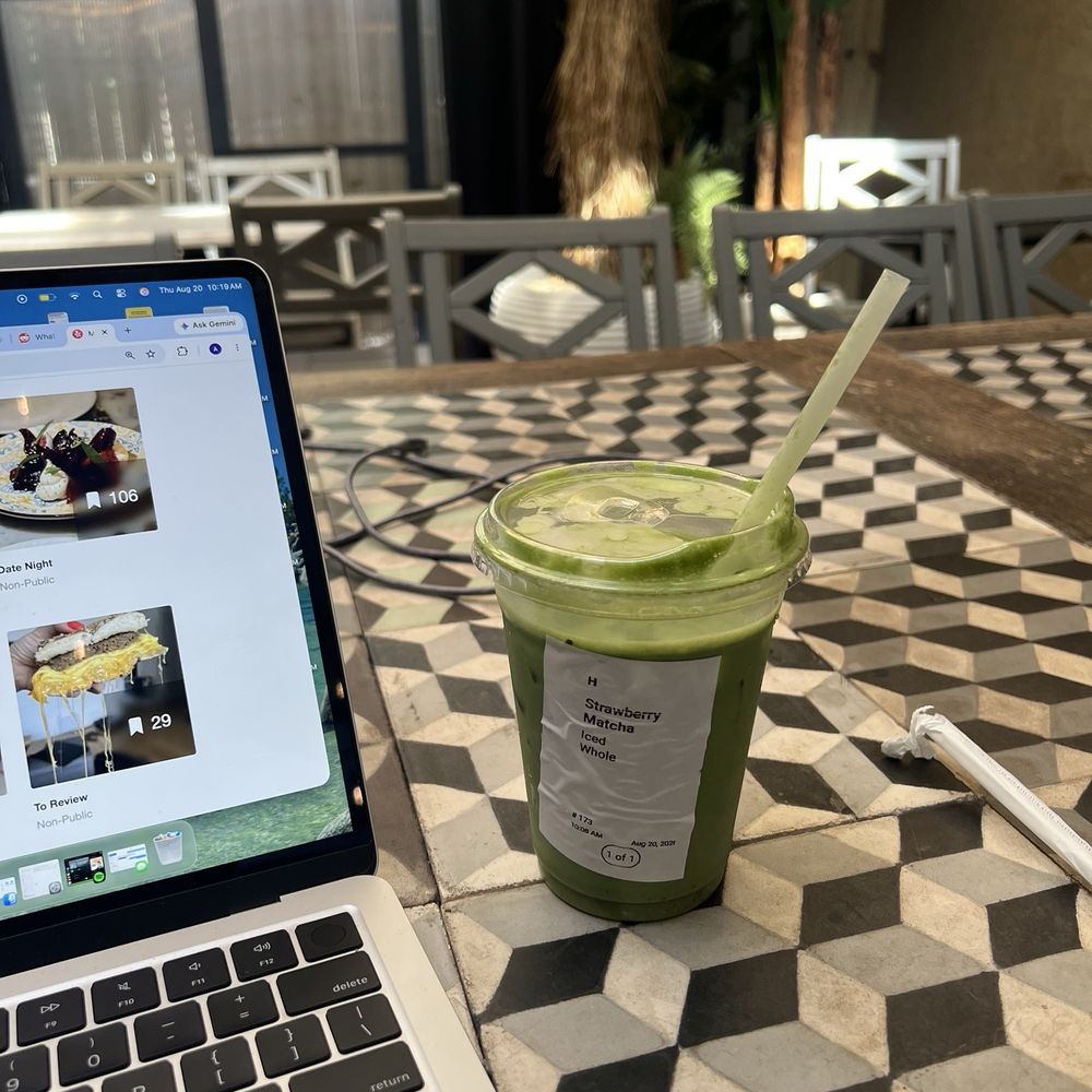 Mori Coffee - Strawberry matcha latte (can't see the strawberry because it's already been mixed) - Coffee & Tea Near Me - New York, New York Mori Coffee - Strawberry matcha latte (can't see the strawberry because it's already been mixed) - Coffee & Tea Near Me - New York, New York