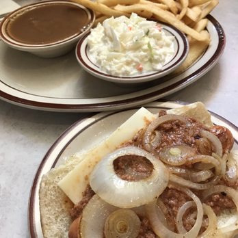 Hamilton Restaurant - Hotchee Dog with beef gravy fries and Cold slaw - Hot Dogs Near Me - Carlisle, Pennsylvania