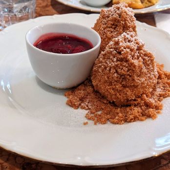 Demel - 03/17/22 Nougatknodel with Raspberries - Cafes Near Me - Vienna, 9
