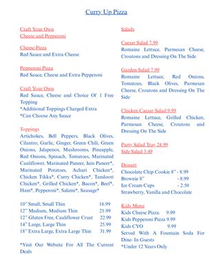 Menu photo 5 Curry Up Pizza Yorba Linda, CA Menu photo 5 Curry Up Pizza Yorba Linda, CA