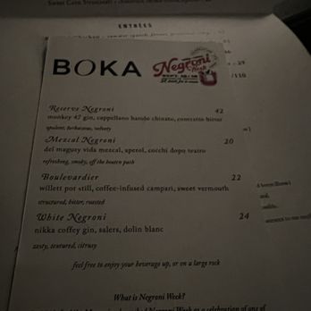 Boka - Cocktail Menu - New American Near Me - Chicago, Illinois