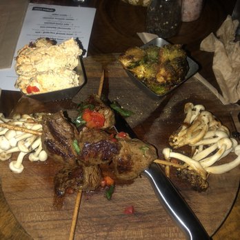 TownHall - Roasted Brussel Sprouts ,Grass-Fed Skewered Steak, spicy butter and Wild Mushroom Chimichangas - New American Near Me - Cleveland, Ohio