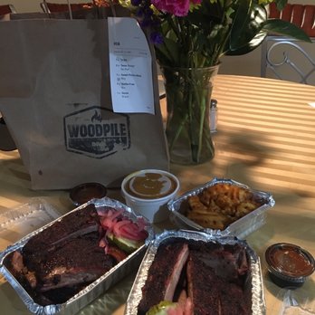 Woodpile BBQ - Two -Texas Trinity combos Waffle fries Sweet potato mash - Barbeque Near Me - Madison Heights, Michigan Woodpile BBQ - Two -Texas Trinity combos Waffle fries Sweet potato mash - Barbeque Near Me - Madison Heights, Michigan