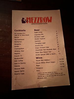Menu photo 5 Mezzrow New York, NY