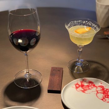 Pur - A glass of local red wine and a cocktail from Impur, The Clash - Cocktail Bars Near Me - Barcelona, B