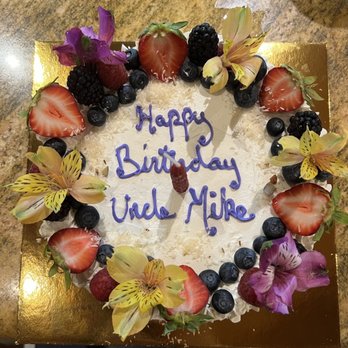 Pu'uwai Aloha Bakery - Delicious SUGAR-FREE 8" single layer chocolate cake with buttercream frosting, covered with berries+flowers AND they gift free bday candles - Bakeries Near Me - Honolulu, Hawaii Pu'uwai Aloha Bakery - Delicious SUGAR-FREE 8" single layer chocolate cake with buttercream frosting, covered with berries+flowers AND they gift free bday candles - Bakeries Near Me - Honolulu, Hawaii