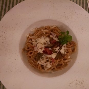 Arlù - Tonnarelli pasta with crispy artichokes and bacon. - Italian Near Me - Rome, RM