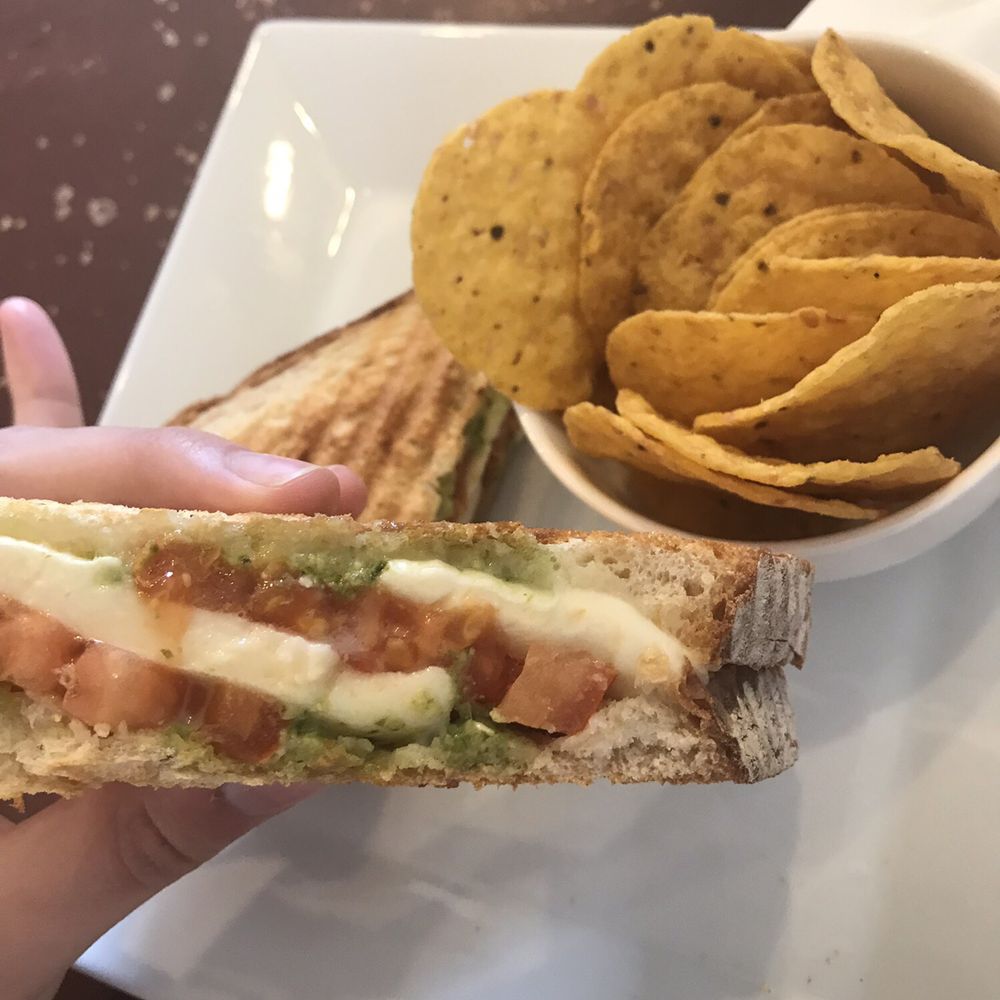 Mars Cafe - Tomato pesto panini with tortilla chips. Didn't touch the chips because they were just "eh, yep that's a tortilla chip." - Coffee & Tea Near Me - Des Moines, Iowa Mars Cafe - Tomato pesto panini with tortilla chips. Didn't touch the chips because they were just "eh, yep that's a tortilla chip." - Coffee & Tea Near Me - Des Moines, Iowa
