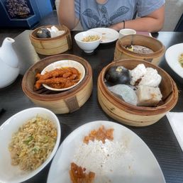 Steamed dimsum combo, chicken feet, salted fish with chicken fried rice