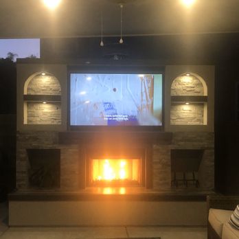 Corona BBQ Islands - TV Wall with fire place - Outdoor Furniture Stores Near Me - Corona, California