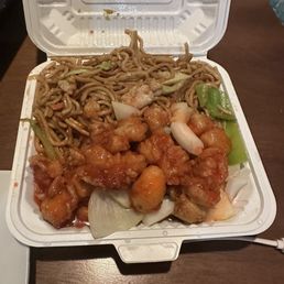 Sweet and sour pork and chow mein