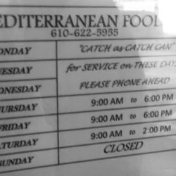 Mediterranean Foods - Hours