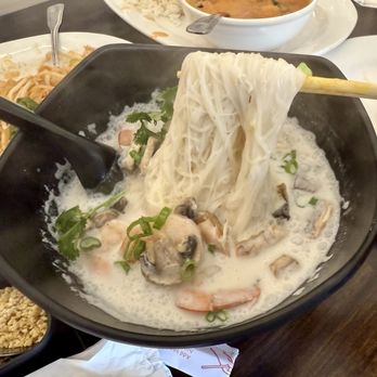 Thara 8 thai cuisine - Tom Kah Shrimp Noodle w/ thin rice noodle - Thai Near Me - Arcadia, California Thara 8 thai cuisine - Tom Kah Shrimp Noodle w/ thin rice noodle - Thai Near Me - Arcadia, California