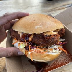 Firebird - Veggie chicken burger. Messy and delicious!!