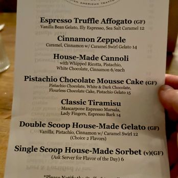Rose’s Daughter - Dessert menu. - Italian Near Me - Delray Beach, Florida