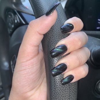 Crimson Nails & Spa - full set with cat eye polish - Nail Salons Near Me - Bloomington, Indiana