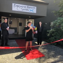 Love Your Skin! By Emerald - Ribbon cutting ceremony of our new beauty suites. That's the mayor of Everett helping us celebrate