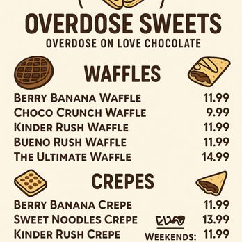 Overdose sweets - Our menu - Food Trucks Near Me - Sugar Land, Texas