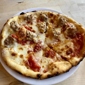 Industrial Eats - Fennel sausage, tomato, mozzarella, and basil pizza. - Pizza Near Me - Buellton, California