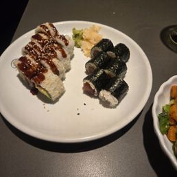 Spicy tuna roll and crunchy roll Spicy tuna roll and crunchy roll