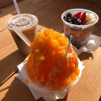 Rainbow House Shave Ice - Peach Shave Ice, Açaí bowl and House Iced Coffee. - Desserts Near Me - Kahuku, Hawaii Rainbow House Shave Ice - Peach Shave Ice, Açaí bowl and House Iced Coffee. - Desserts Near Me - Kahuku, Hawaii