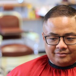 Kings Barbershop - Mid-high bald fade combover by RG