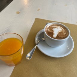 Fresh squeezed OJ (not Simpson) and a cappuccino