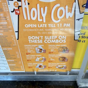 Holy Cow - Combo menu - Burgers Near Me - Temple Hills, Maryland