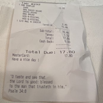 Hog-N-Bones - Reasonable prices, inspirational scripture included at no extra charge. - Barbeque Near Me - Waycross, Georgia