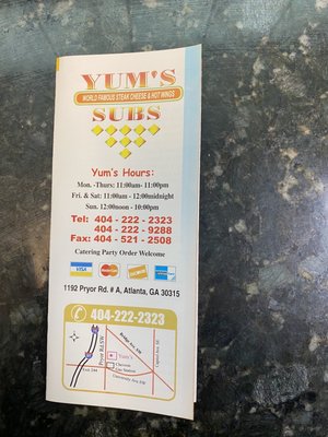 Menu photo 6 Yum's Sub Shop Atlanta, GA