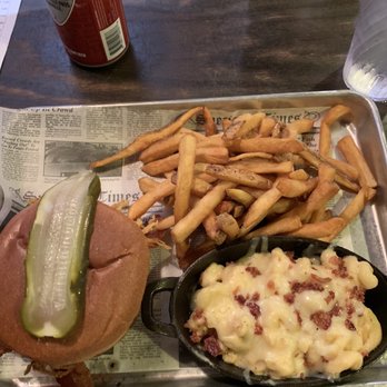The Row - Cowboy Burger side of Bacon Mac & Cheese - Southern Near Me - Nashville, Tennessee The Row - Cowboy Burger side of Bacon Mac & Cheese - Southern Near Me - Nashville, Tennessee