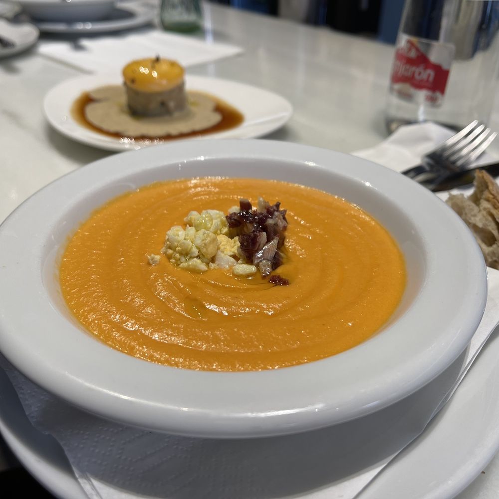 Eslava - Salmorejo- a type of creamy tomato soup - Tapas Bars Near Me - Seville, SE Eslava - Salmorejo- a type of creamy tomato soup - Tapas Bars Near Me - Seville, SE
