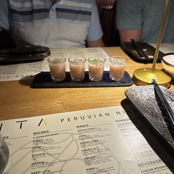 Yunta Nikkei - Shot- very citrus forward. I think they said they marinate a lot of food in it. So good - Peruvian Near Me - Charlotte, North Carolina