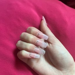 Acrylic nails with rhinestone add ons
