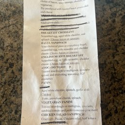 Menu things crossed off Menu things crossed off