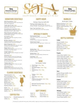 Menu photo 8 Sola Miami Beach, FL Menu photo 8 Sola Miami Beach, FL