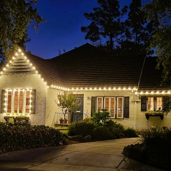 Master's Window & Gutter Cleaning - Warm Light Christmas Lights on Roof Line - Window Washing Near Me - Carmichael, California